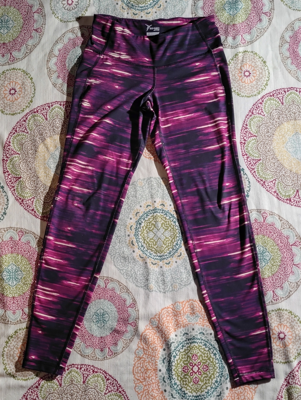 Old Navy Active Purple Abstract Brushstroke Compression Leggings